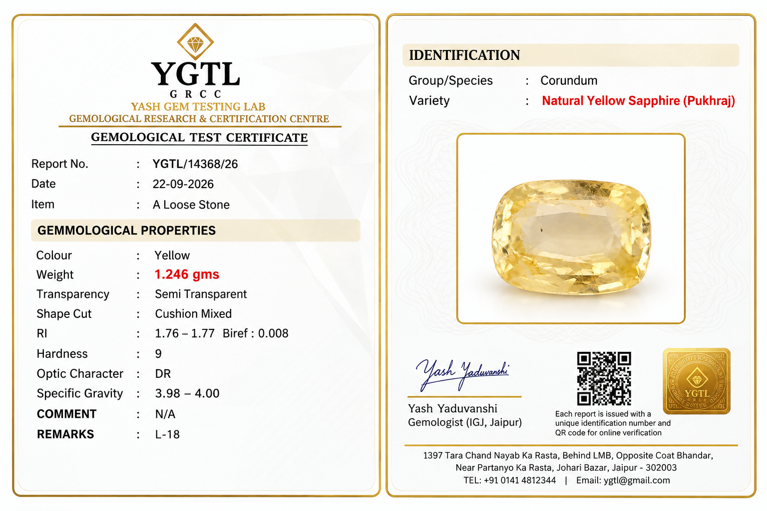 Yellow Sapphire 6.2 CT (6.85 Ratti) photo 3